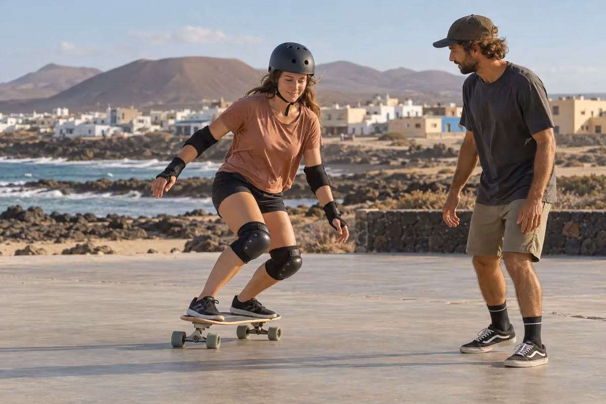 Illustrative placeholder: personal surfskate coaching on the coast