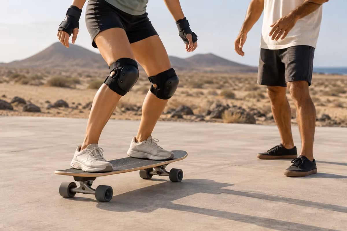 Illustrative placeholder: stance and weight shifts on a surfskate